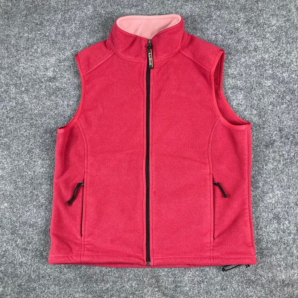 L.L. Bean Fleece Vest Womens Large Pink Full‎ Zip Outdoor Lightweight